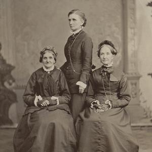 Left to right: Elizabeth Ann Whitney, Emmeline B. Wells, and Eliza R. Snow. Photograph by Charles R. Savage, circa 1876. (PH 892, Church History Library, Salt Lake City.)